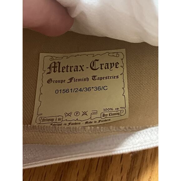 Vtg Metrax Craye Group Flemish Tapestry Cat Pillow 12x12 - Picture 3 of 6